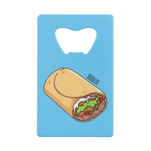 Burrito cartoon illustration credit card bottle opener (Front)