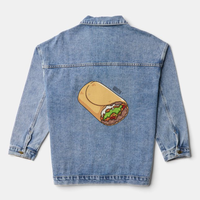 Burrito cartoon illustration  denim jacket (Back)
