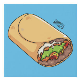Burrito cartoon illustration  faux canvas print