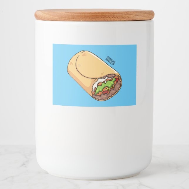 Burrito cartoon illustration food label (Front)