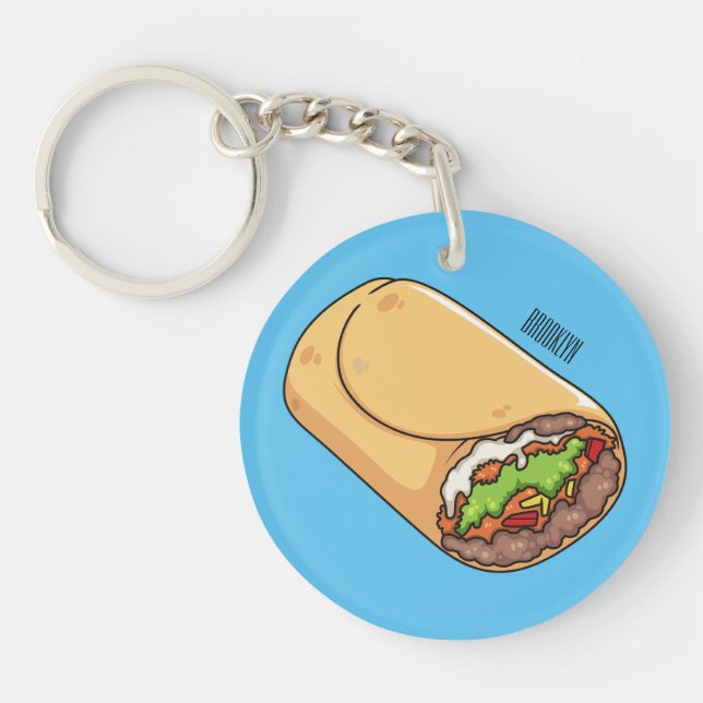 Burrito cartoon illustration  keychain (Front)