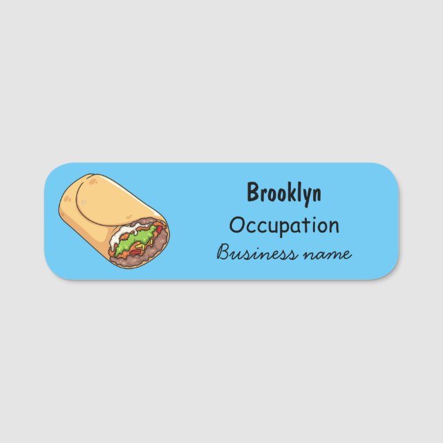 Burrito cartoon illustration name tag (Front)