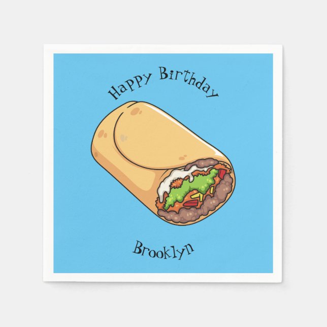 Burrito cartoon illustration  napkin (Front)