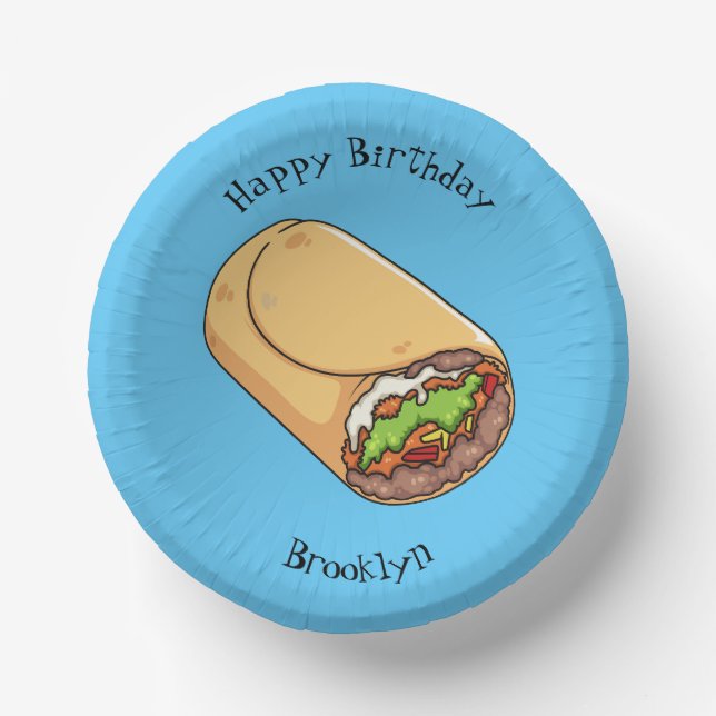 Burrito cartoon illustration paper plate (Front)