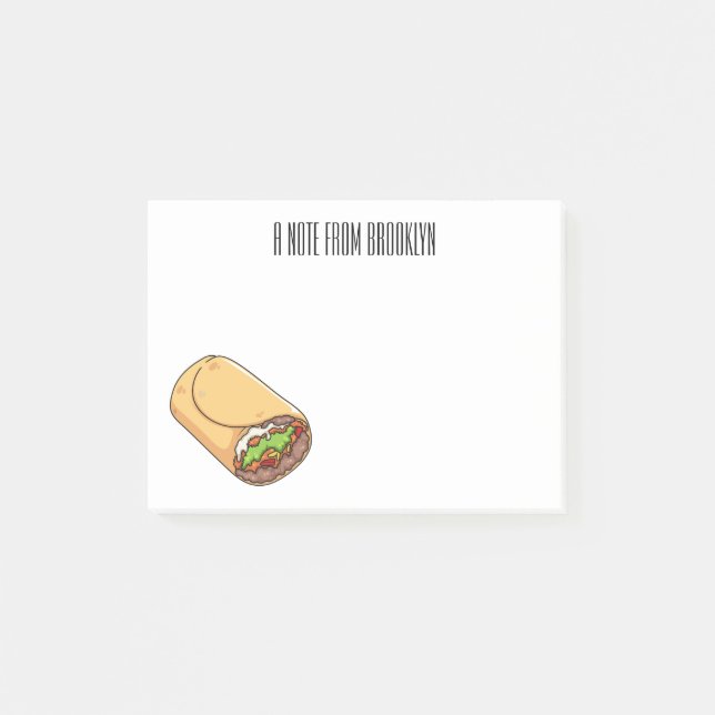 Burrito cartoon illustration  post-it notes (Front)