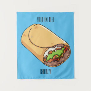 Burrito cartoon illustration tapestry