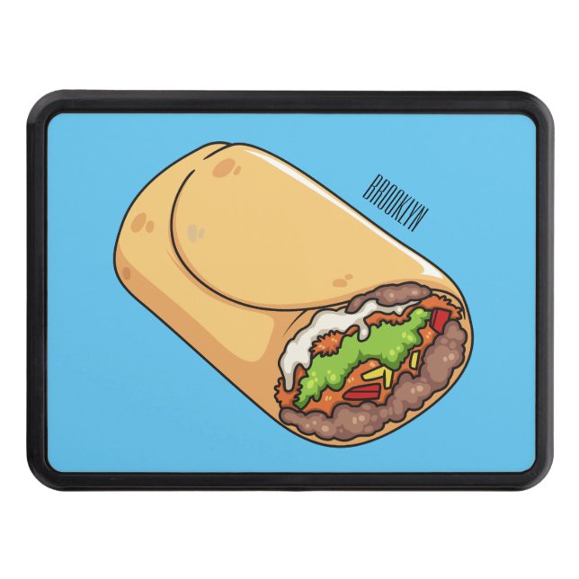 Burrito cartoon illustration trailer hitch cover (Front)
