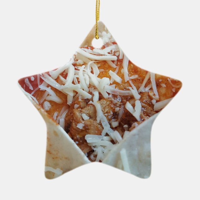 Burrito Cheese Funny Food Background Ceramic Ornament (Front)