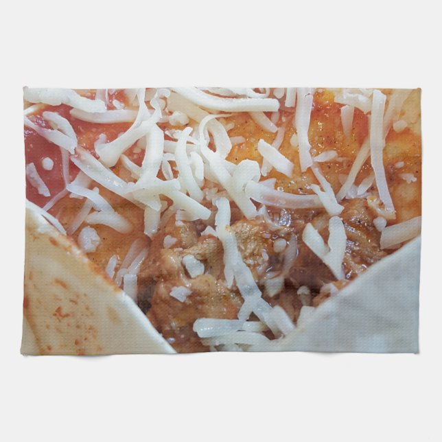 Burrito Cheese Funny Food Background Kitchen Towel (Horizontal)