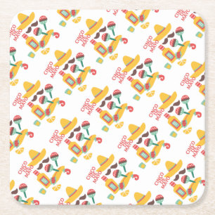 burrito cinco de mayo square paper coaster