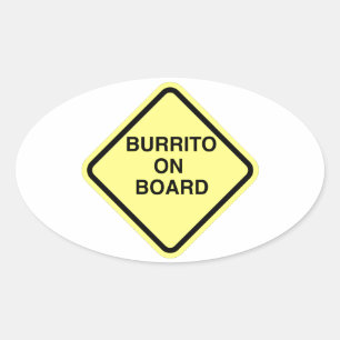 Burrito On Board Oval Sticker