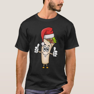 Burrito Santa Hat Christmas Pajama Mexican Food X  T-Shirt