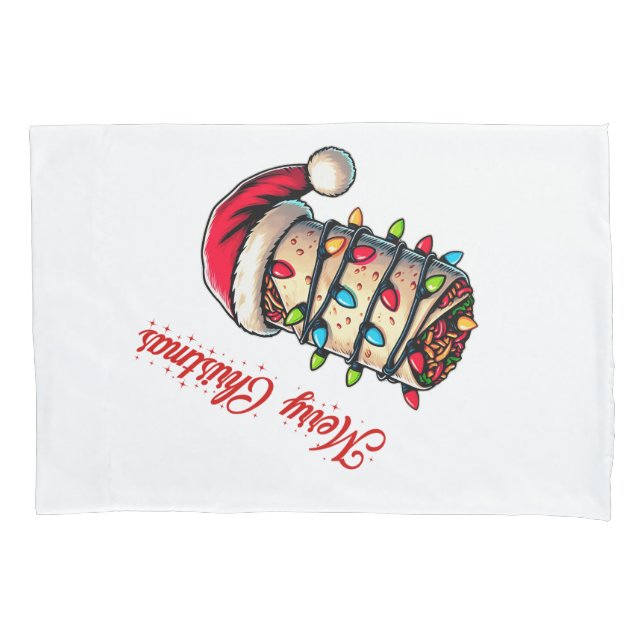 Burritos Mexican Food Christmas Hat Xmas Pillowcase (Front)