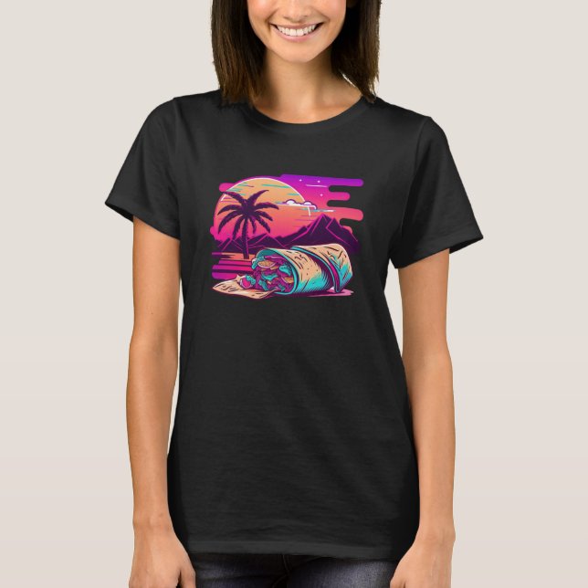 Burritos Synthwave 80s Retrowave Aesthetic T-Shirt (Front)
