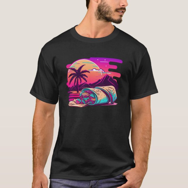 Burritos Synthwave 80s Retrowave Aesthetic T-Shirt (Front)