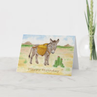Burro avec le carte pour notes d'anniversaire de