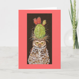 burrowing owl cactus card