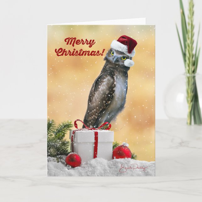 Burrowing Owl Christmas - 5x7 Folded Card  (Front)