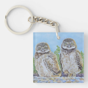 Burrowing Owlets Keychain