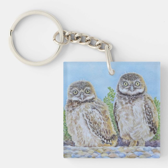 Burrowing Owlets Keychain (Front)