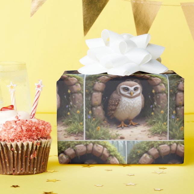 Burrowing Owls In a Cave Wrapping Paper (Birthday Party)