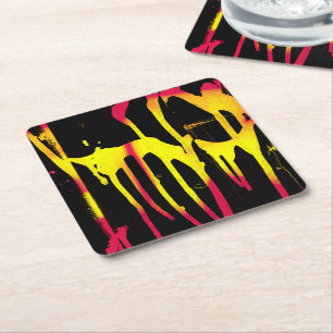 burrs and spurs and bacchanal square paper coaster