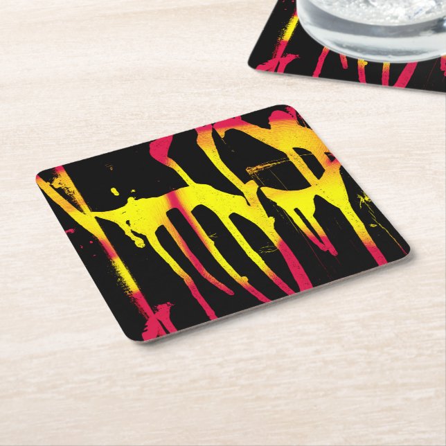 burrs and spurs and bacchanal square paper coaster (Angled)