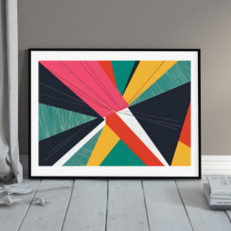 Burst of Balance: Angular Colour Abstraction Poster