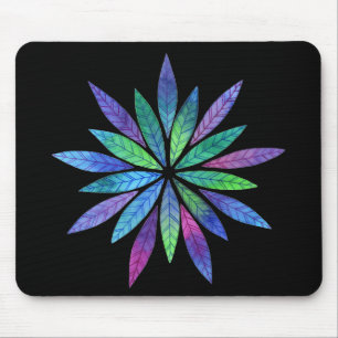 Burst of Blue-Green Leaves Mouse Pad