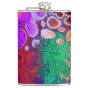 Burst of Colours Digital Fluid Art Hip Flask