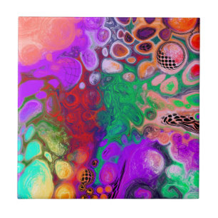 Burst of Colours Digital Fluid Art  Tile