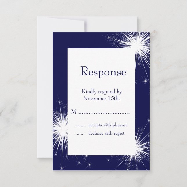 Burst of Sparkles RSVP (blue) Card (Front)