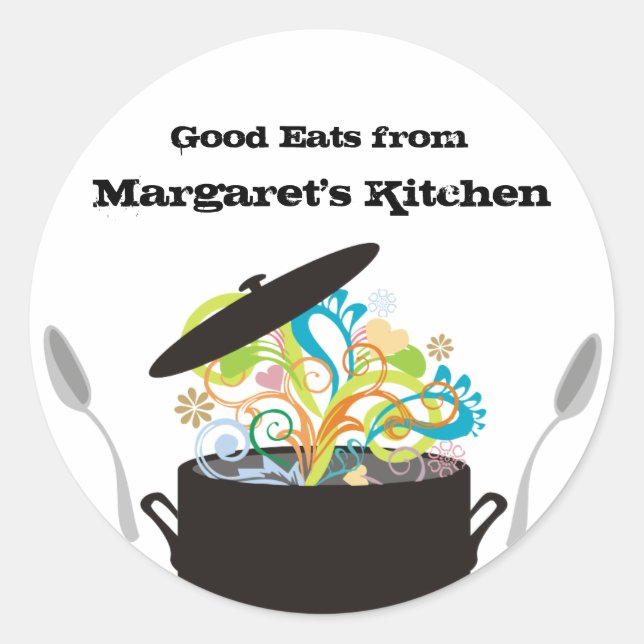 Bursting aromas cooking pot food gift tag sticker (Front)