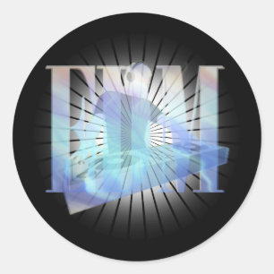 BURSTING EDM ELECTRIC BLUE HOT !!! CLASSIC ROUND STICKER