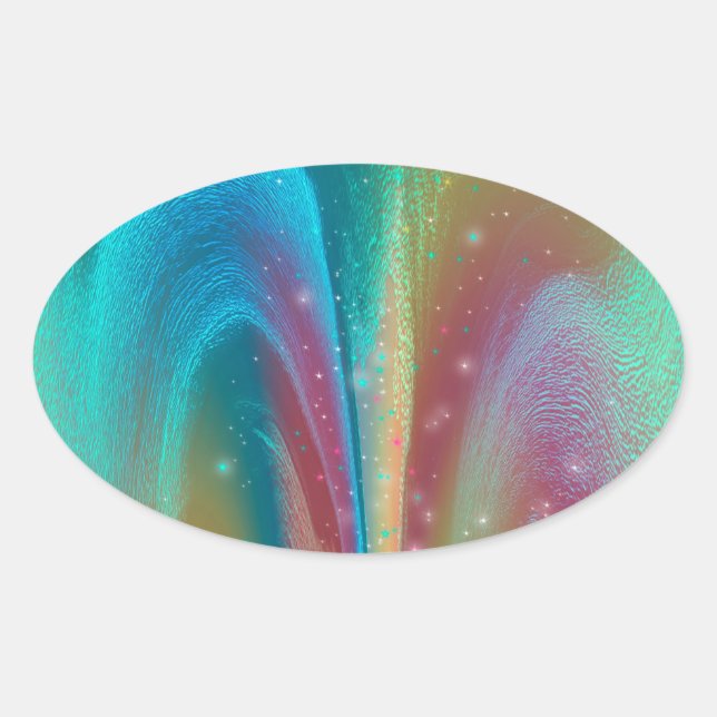 Bursting Nebula Fantasy Galaxy Abstract Art Oval Sticker (Front)