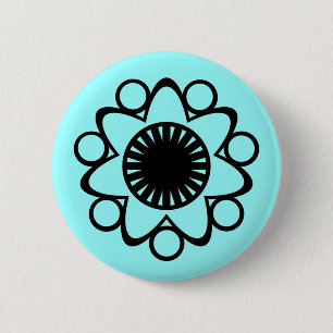 Bursting with Life Flower Button, Black 2 Inch Round Button