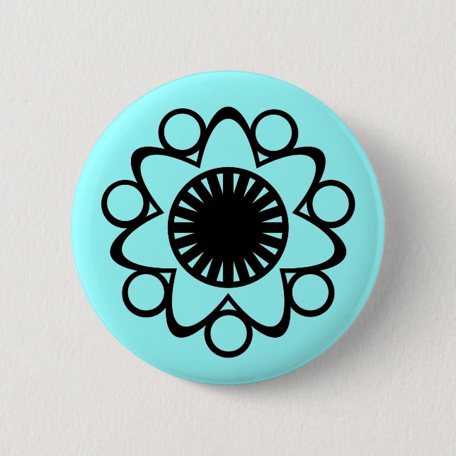 Bursting with Life Flower Button, Black 2 Inch Round Button (Front)