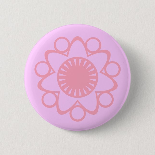 Bursting with Life Flower Button, Pink 2 Inch Round Button (Front)
