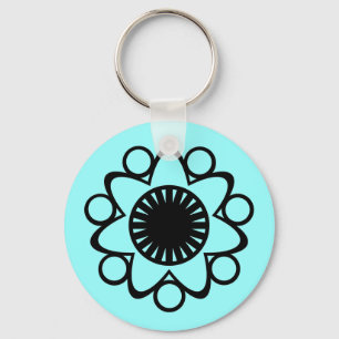 Bursting with Life Flower Keychain, Black Keychain