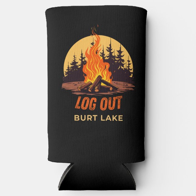 Burt Lake Michigan Campfire Seltzer Can Cooler (Front)