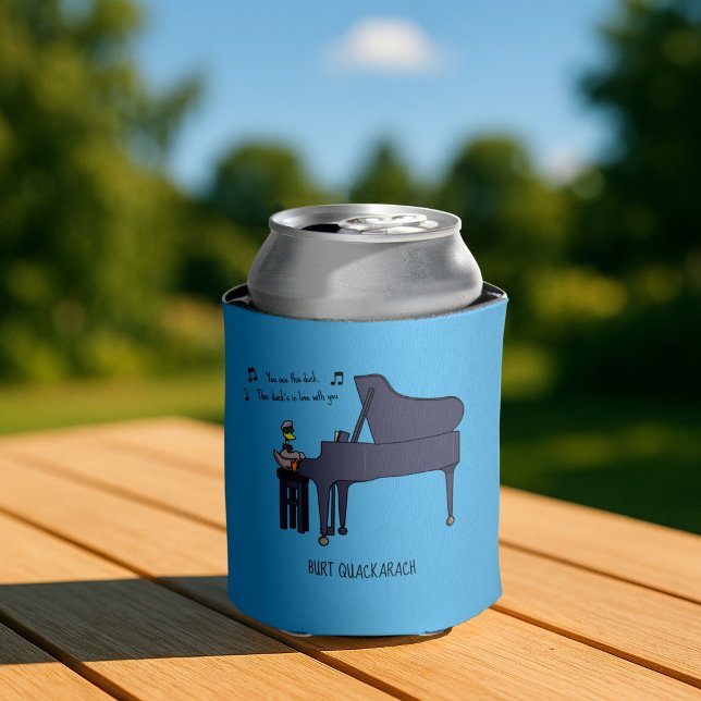 Burt Quackarach Duck Funny Piano Player Artwork Can Cooler (Creator Uploaded)