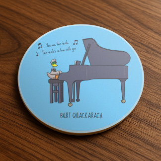 Burt Quackarach Duck Funny Piano Player Artwork Coaster