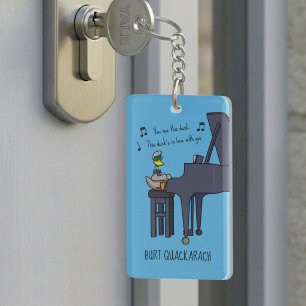Burt Quackarach Duck Funny Piano Player Artwork Keychain
