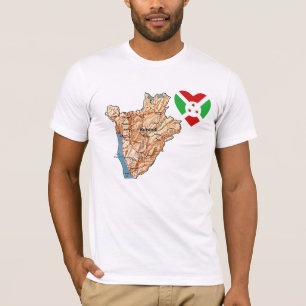 Burundi Flag Heart and Map T-Shirt