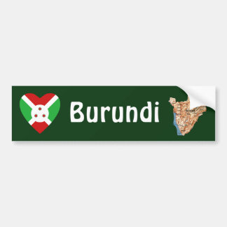 Burundi Flag Heart + Map Bumper Sticker