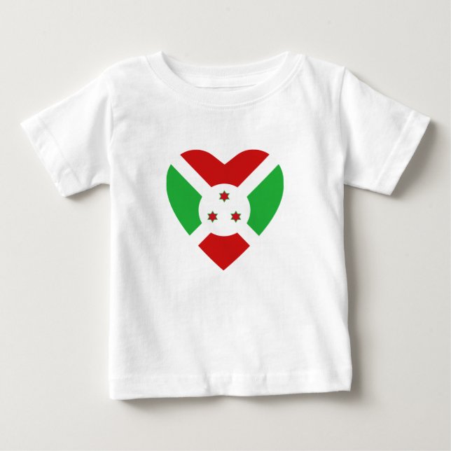 Burundi Flag Heart T-Shirt (Front)