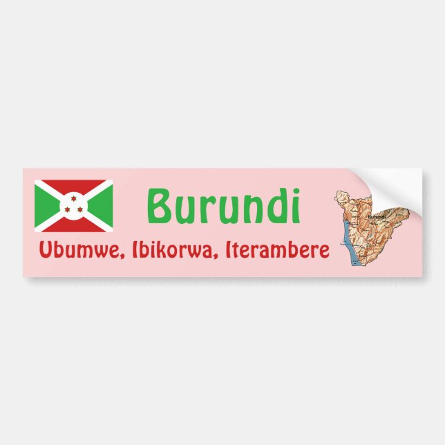 Burundi Flag + Map Bumper Sticker (Front)