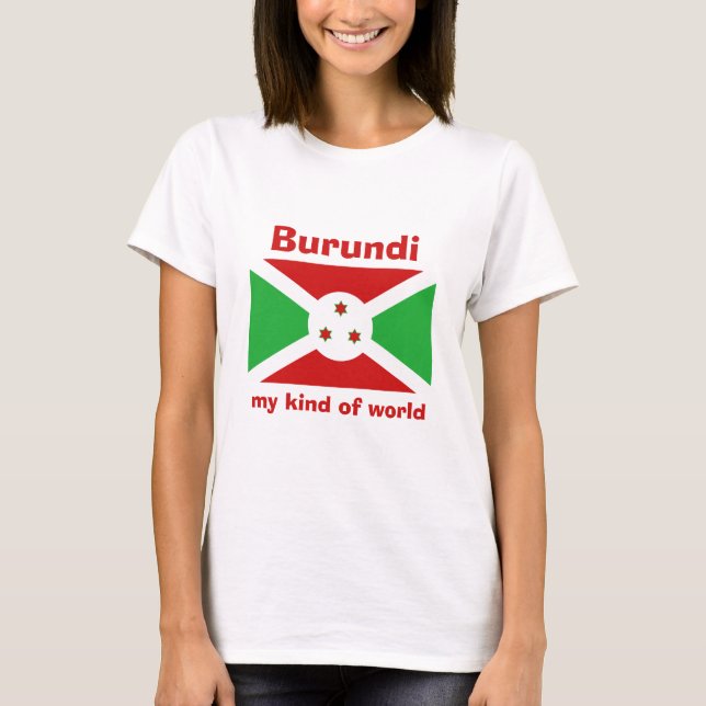 Burundi Flag + Map + Text T-Shirt (Front)