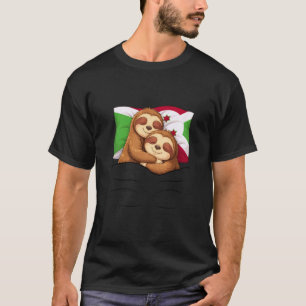 Burundi Flag Sloth Pajama Sleepover Sleeping Burun T-Shirt