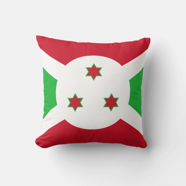 Burundi Flag Throw Pillow (Front)